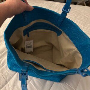 Michael Kors Shoulder Tote - Jet Set Signature Quilted Bag - Summer Blue